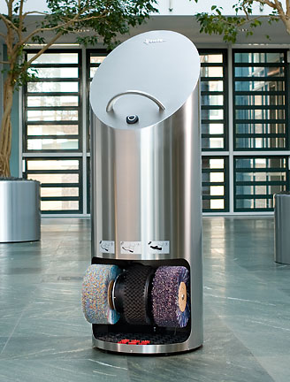 Ellipse Shoe Shine Machine, shown in stainless steel